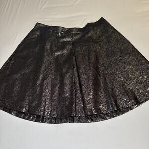 LANE BRYANT Skirt Womens Sz 20 Metallic Gold & Black Pleat Geo Print A Line NWT